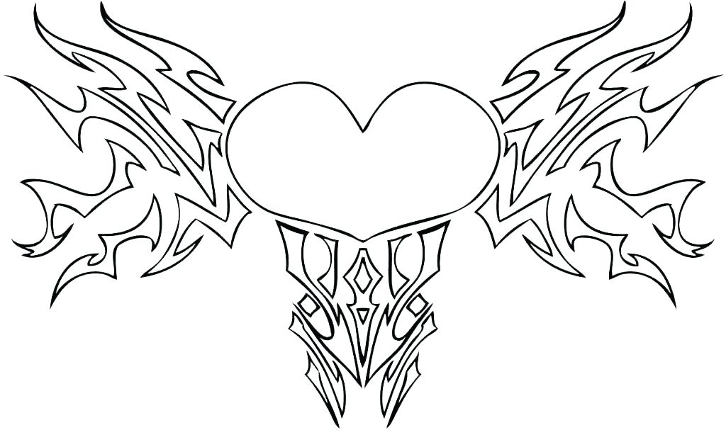 1024x607 Coloring Angel Wings Coloring Pages Hearts With Heart Color