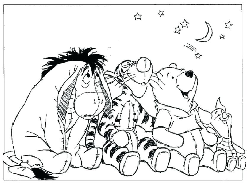 837x627 Winnie The Pooh Birthday Coloring Pages Drawn Birthday The Pooh