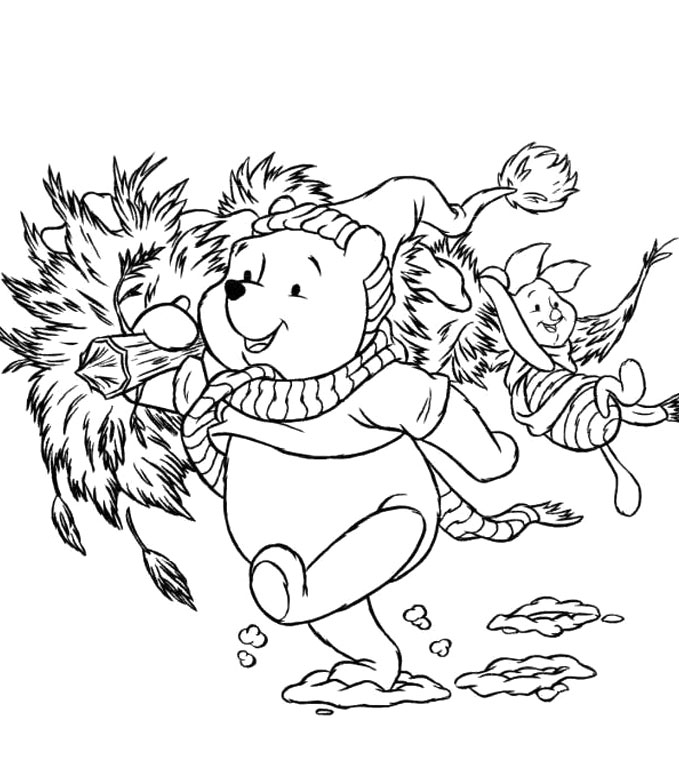 679x772 Disney Christmas Winnie The Pooh And Piglet Coloring Pages Pics