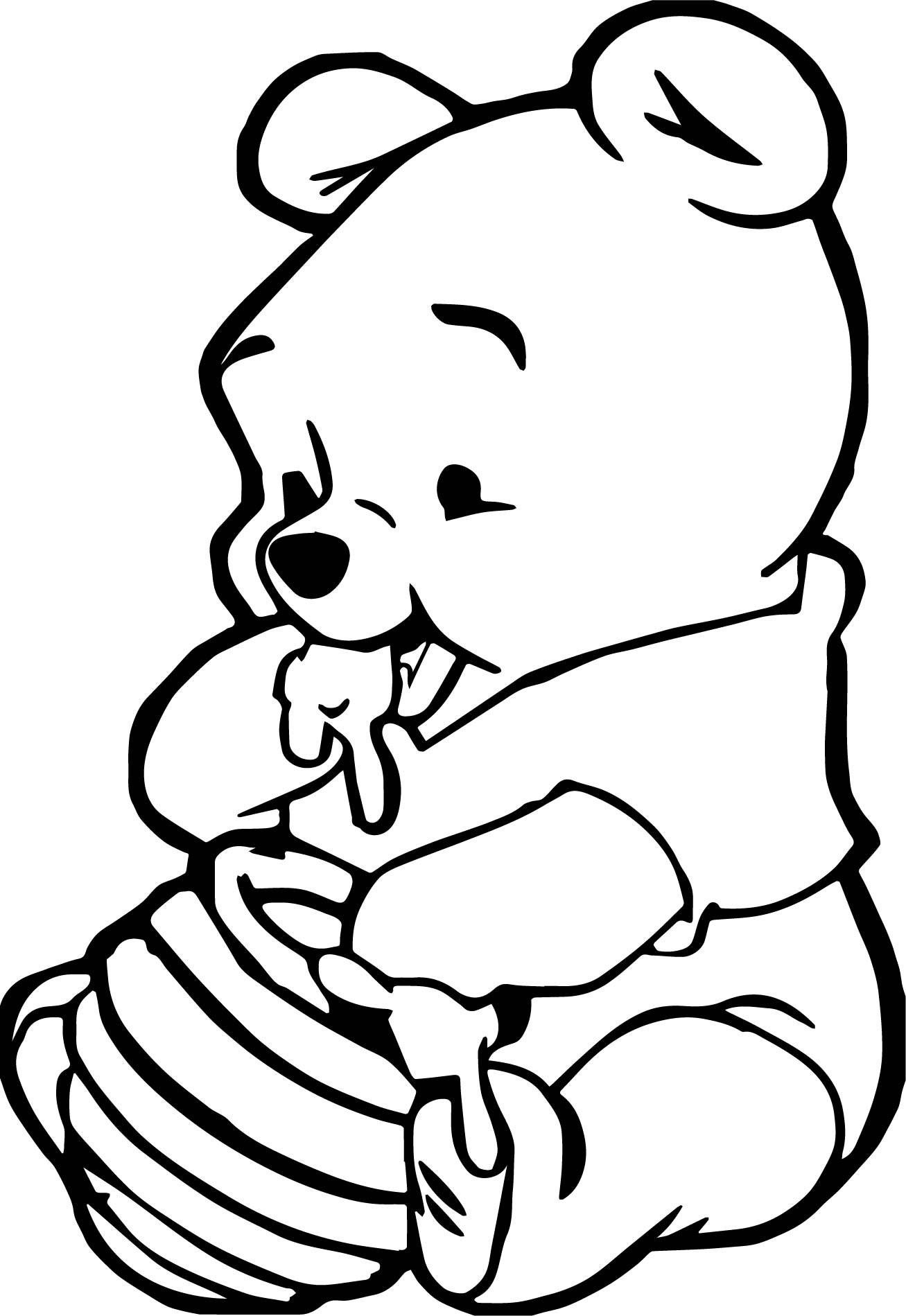 1307x1899 Sampler Pooh Bear Coloring Pages Online In Winter Clothes Page