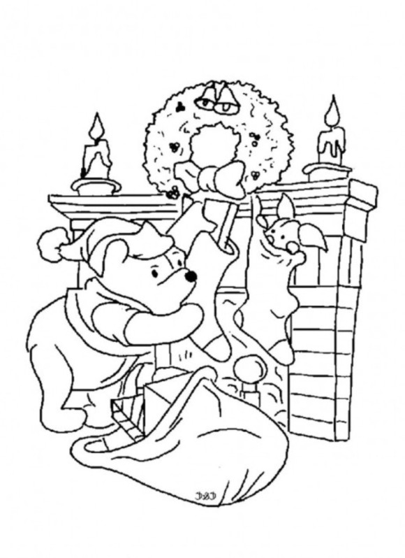 580x798 Winnie The Pooh Coloring Pages For Christmas
