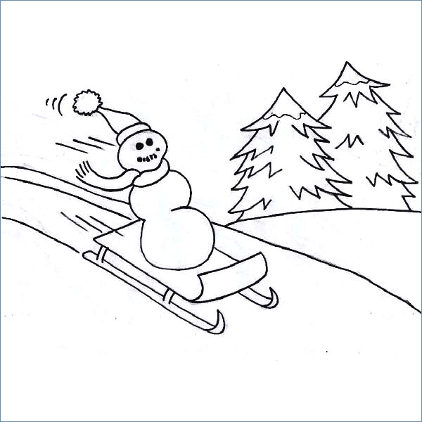 600x600 Winnie The Pooh Skating Winter Coloring Page