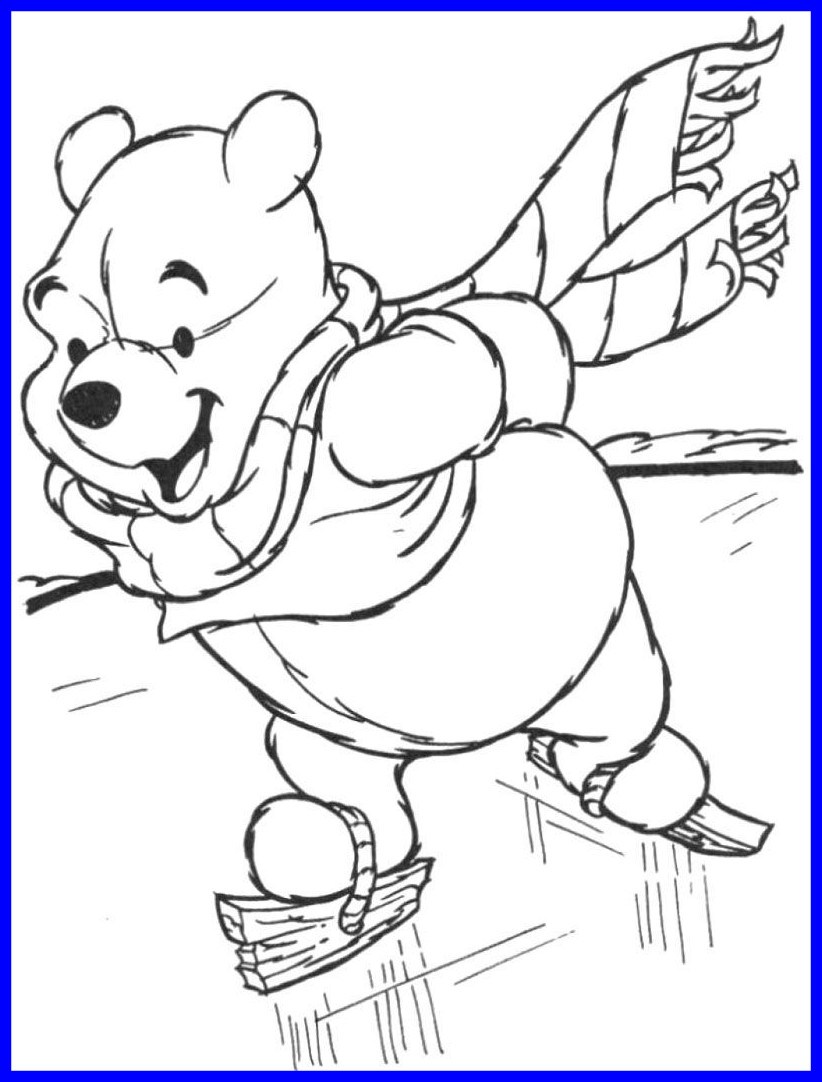 822x1082 Astonishing Winnie The Pooh Skating Winter Coloring Page Picture