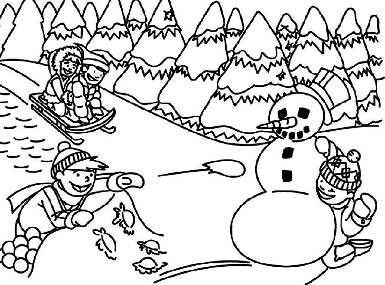 1273x942 Creative Ideas Winter Coloring Pages Kids Playing In Coloringstar