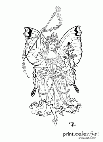 363x500 Fairy Princess Coloring Page