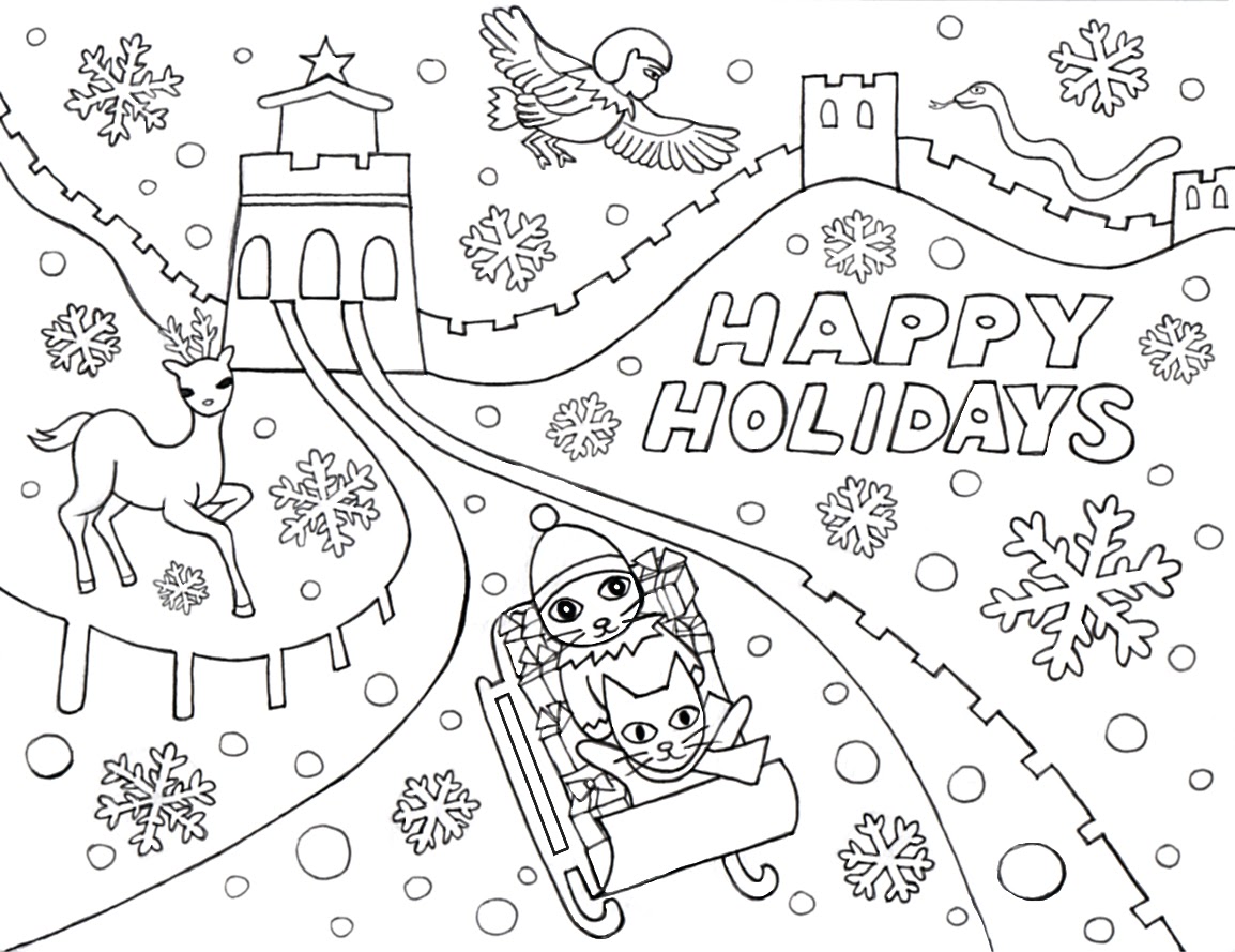 1154x889 Printable Winter Holiday Coloring Pages Color Bros Page