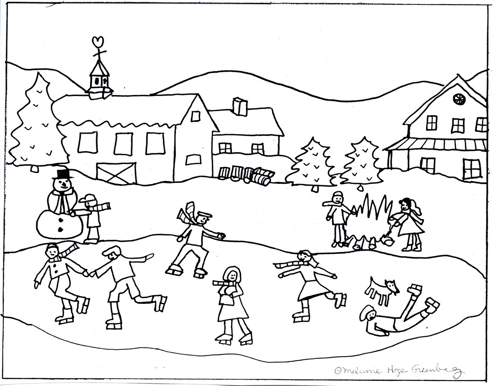 1600x1249 Winter Scene Coloring Sheets Winter Scene Coloring Pages Adult