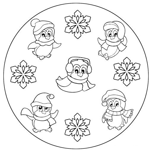 512x512 Winter Mandala Coloring Pages