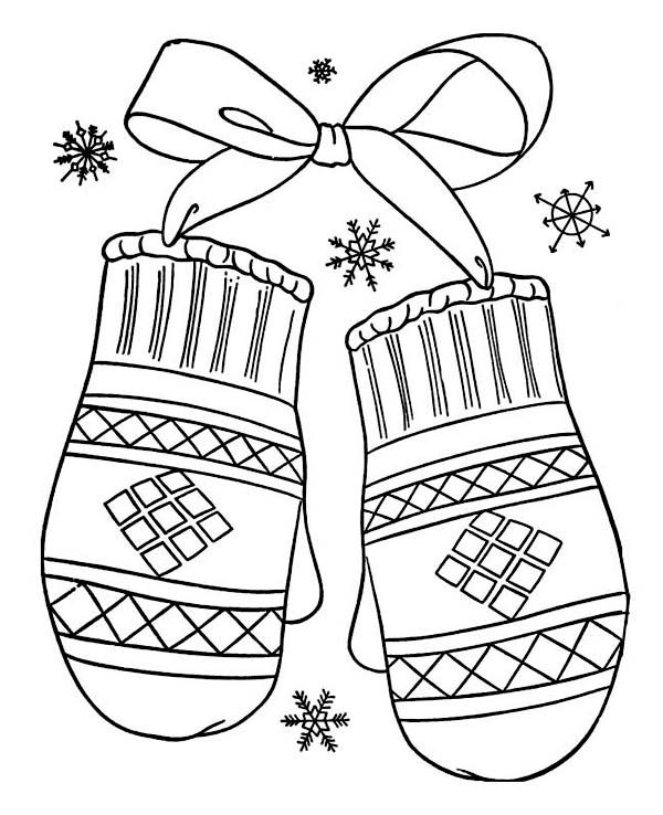 600x738 Winter, A Lovely Winter Mittens Gift Coloring Page A Lovely