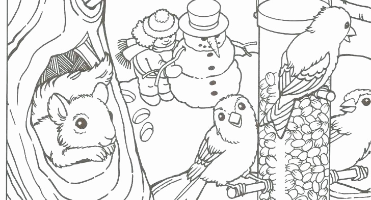 728x393 Winter Coloring Pages For Adults Printable Stock Winter Scene