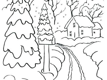 440x330 Winter Scene Coloring Page Winter Scene Coloring Page Winter Snow