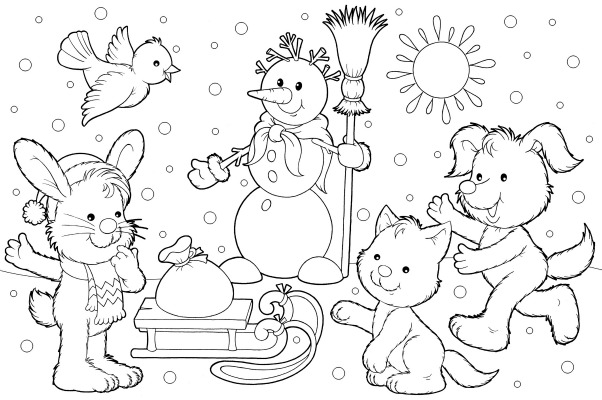 602x400 Winter Scene Coloring Sheet And Winter Song For Children! Share