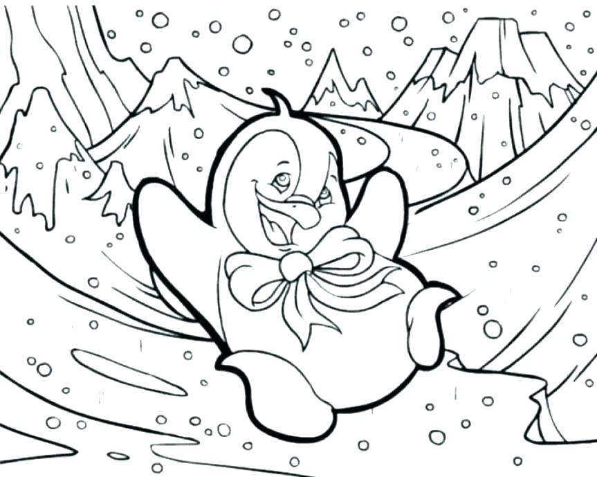 863x689 Free Printable Winter Scene Coloring Pages Sports Penguin
