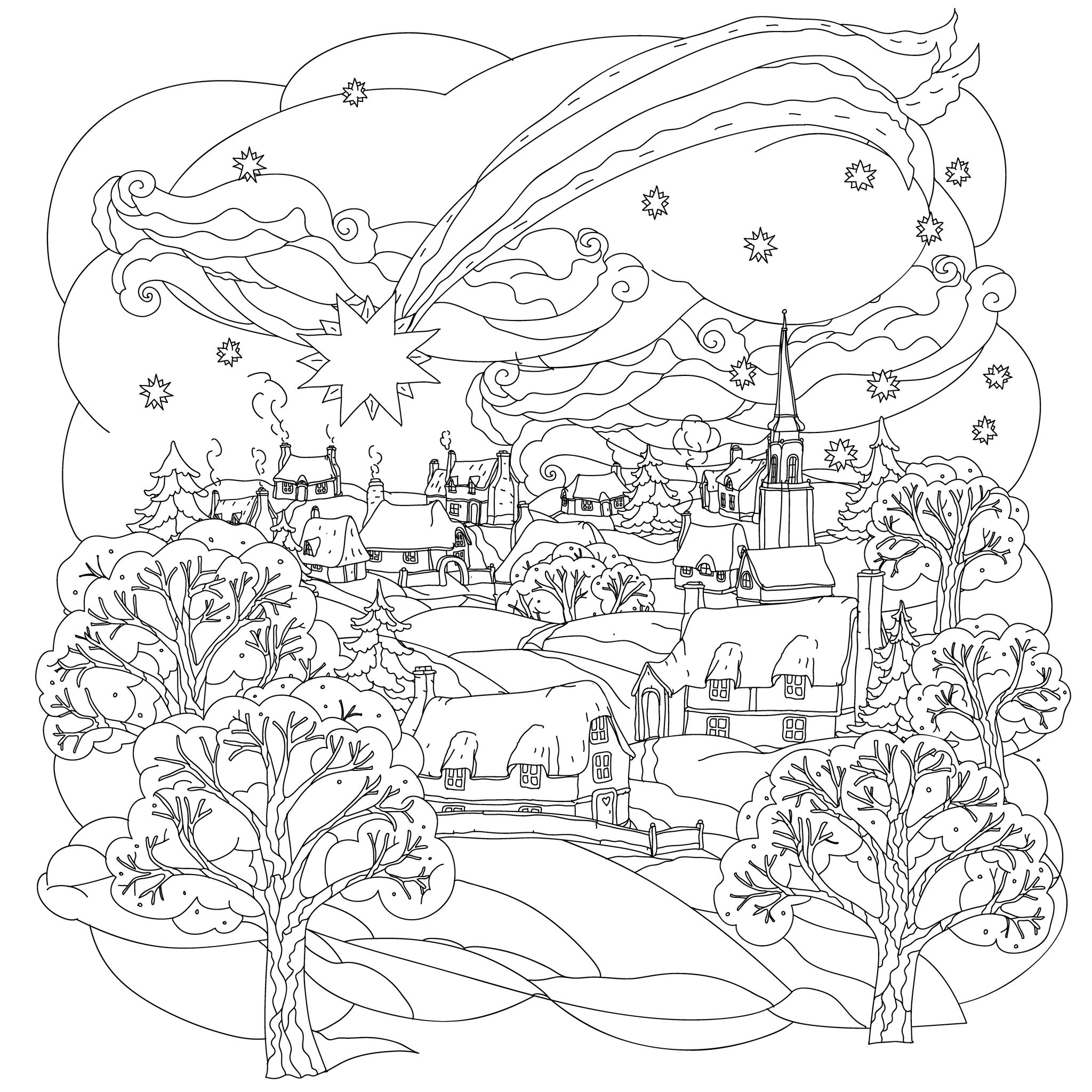 2048x2048 Winter Village Coloring Pages To Print Coloring For Kids