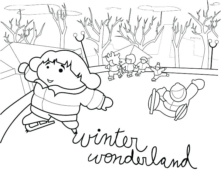 728x563 Winter Scene Coloring Pages