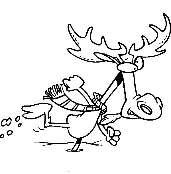 600x612 Winter Time Colouring Pages Moose Running In Coloring Page