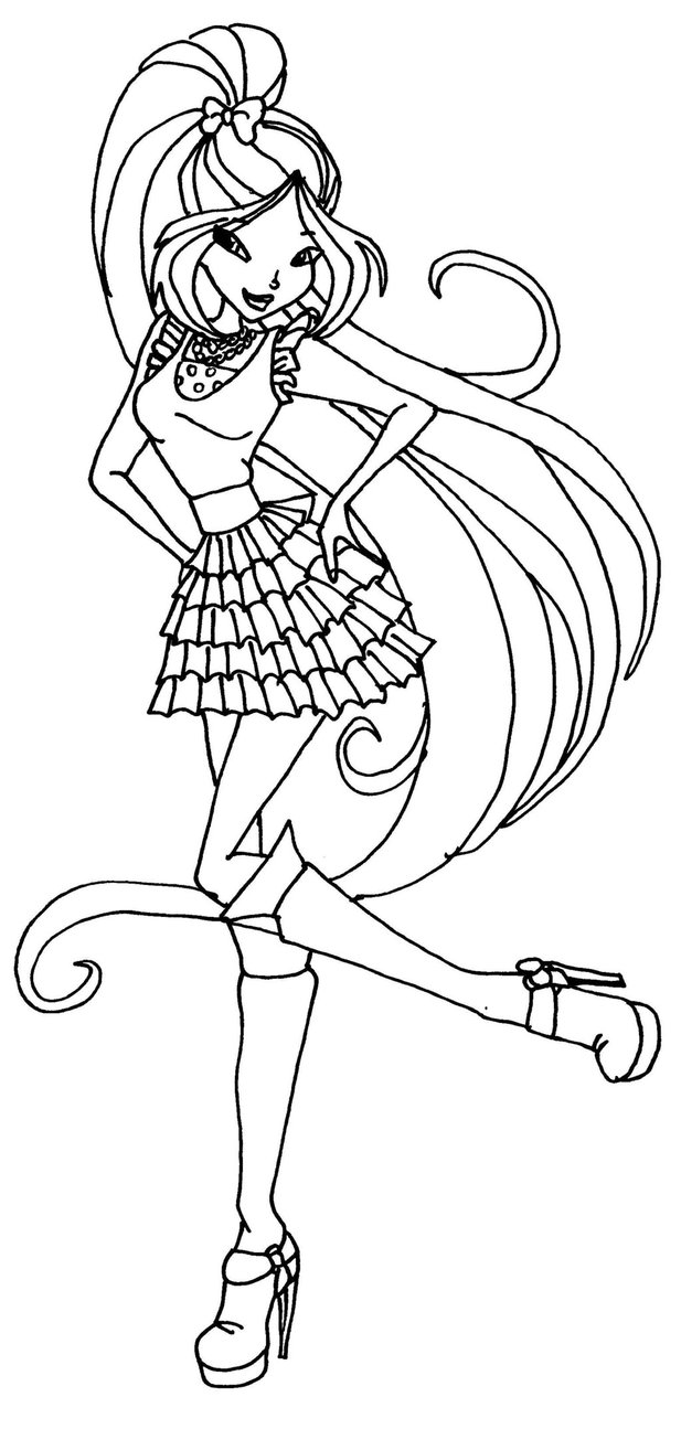 617x1295 Winx Club Flora Coloring Page