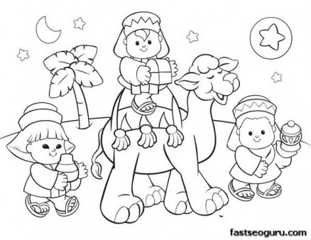 438x338 Free Printable Coloring Christmas Picture Of Wise Men