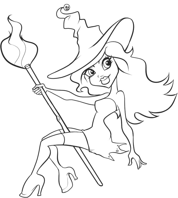 688x764 Pretty Witch Coloring Pages