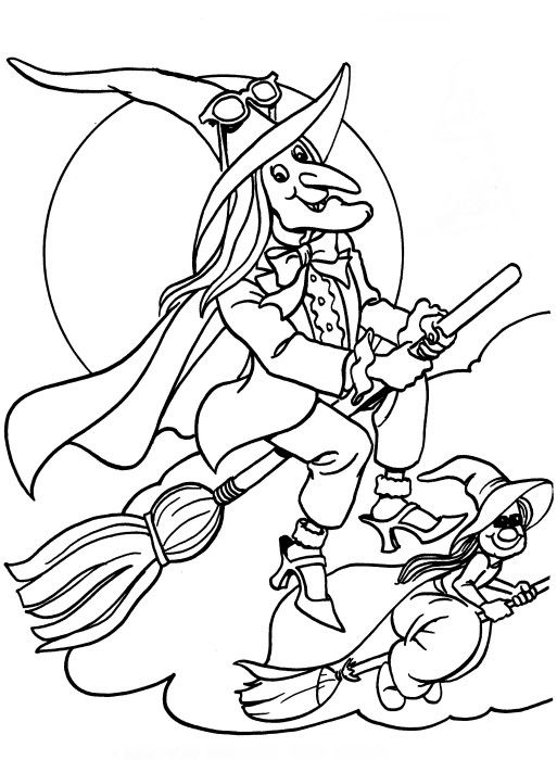 513x700 Free Witch Coloring Pages Flying Witches Halloween Coloring