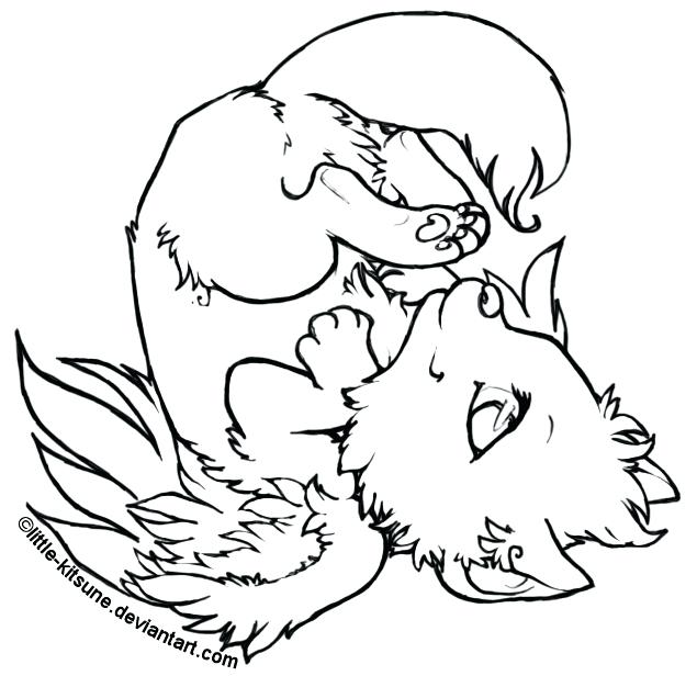 635x616 Wolf Pup Coloring Pages Winged Wolf Cub