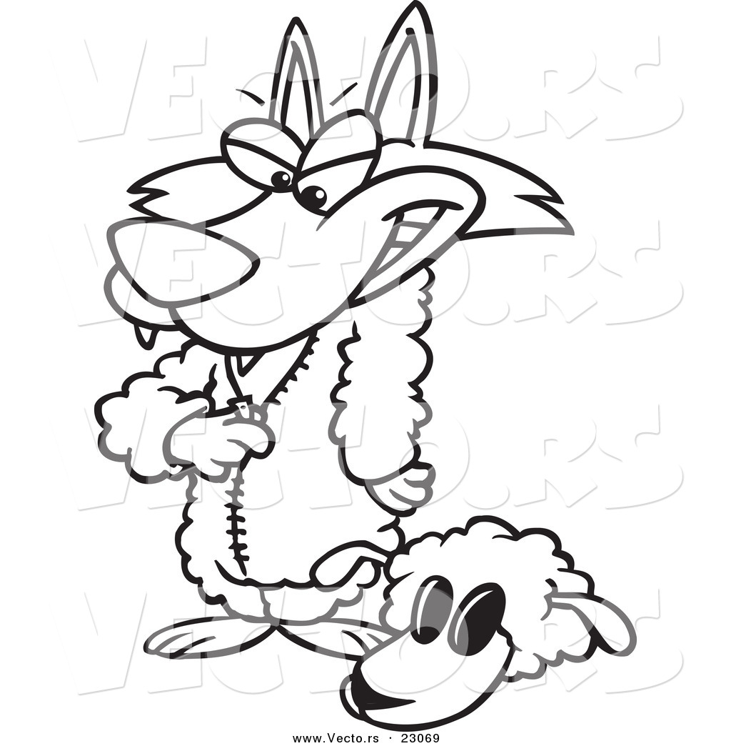 1024x1044 Vector Of A Cartoon Wolf Dressing In Sheeps Clothing