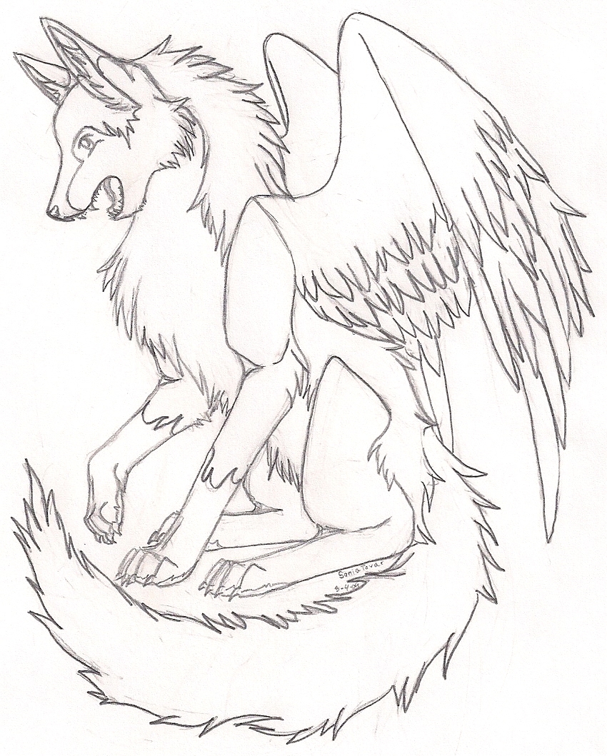 850x1059 Anime Wolf With Wings Coloring Pages Printable Coloring For Kids