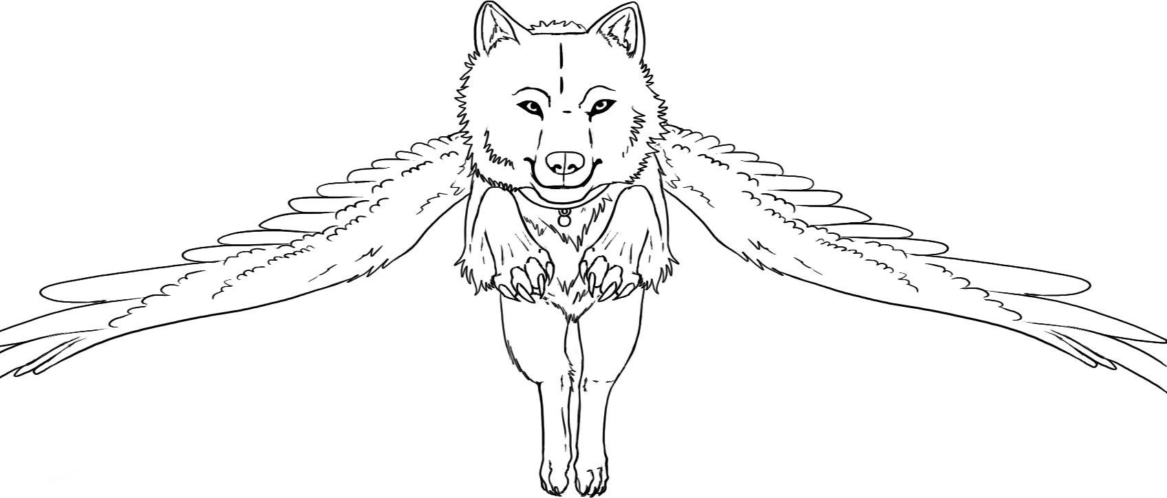 1696x724 Winged Wolf Coloring Pages