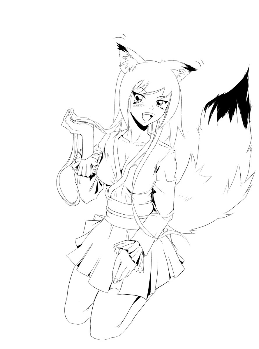 889x1200 Fox Anime Girl Coloring Pages And Wolf