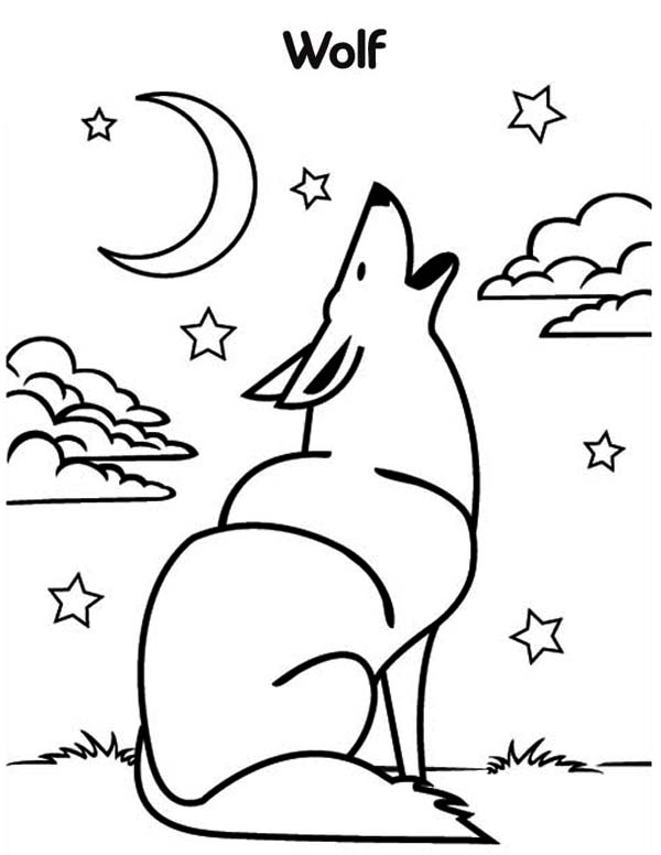 600x776 Wolf Howling Coloring Page