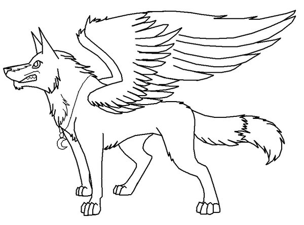 600x445 Winged Wolf Coloring Pages