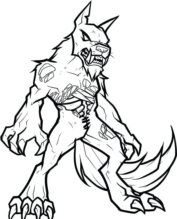 600x741 Wolfman Coloring Pages Zombie Werewolf Coloring Page Coloring