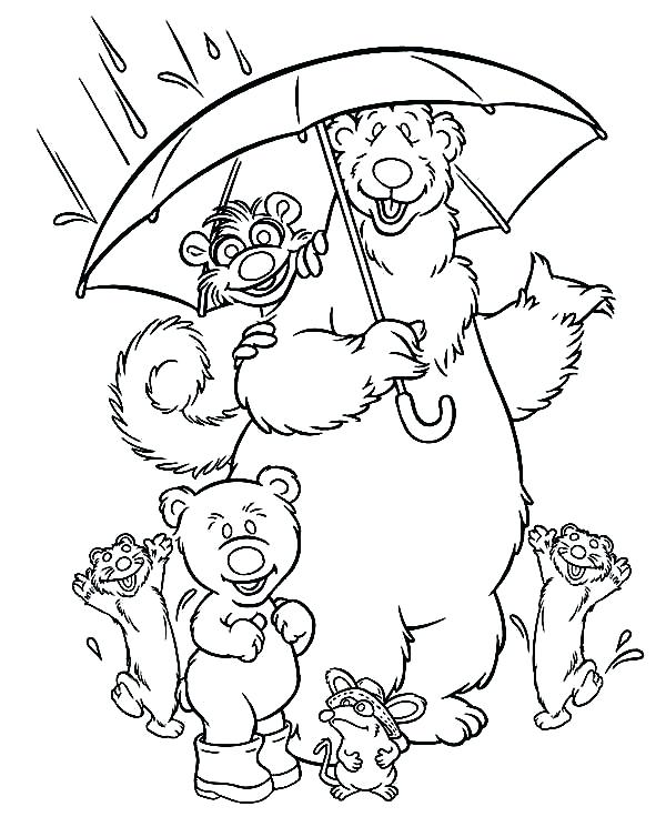 600x754 Rain Coloring Page Bear Big Blue House And Friends Under The Rain