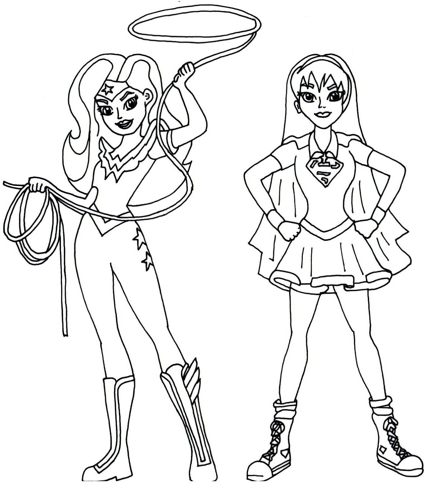 1397x1600 Wonder Woman And Supergirl Super Hero High Coloring Page Free