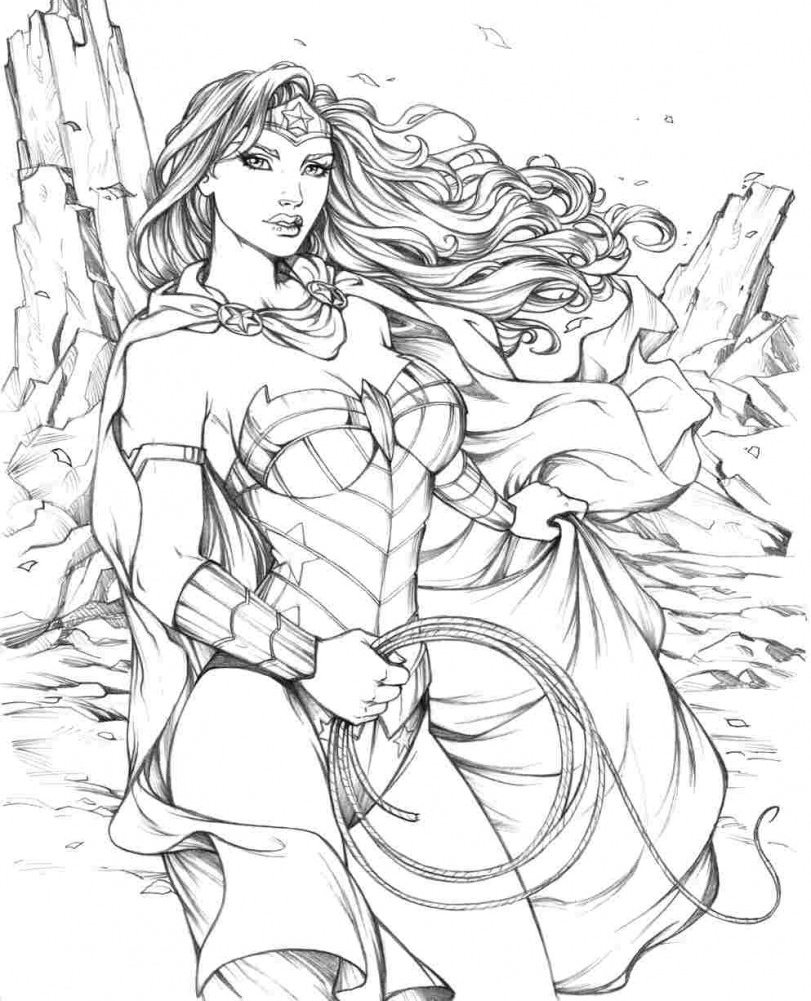 811x1001 Magnificient Wonder Woman Free Coloring Page Adults, Movies