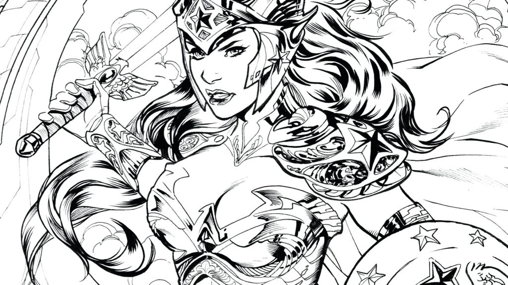 1024x576 Coloring Pages Wonder Woman Coloring Pages Realistic For Adults