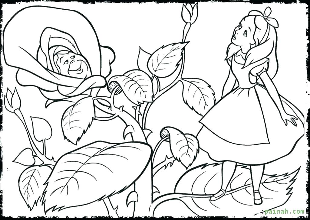 1024x728 Alice In Wonderland Coloring Page In Wonderland Coloring Pages
