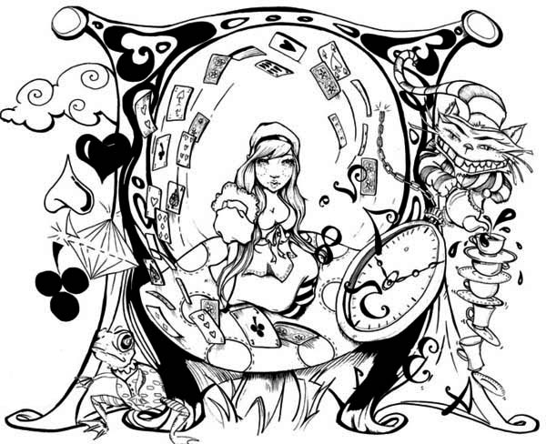 600x488 Alice In Wonderland Coloring Pages Batch Coloring