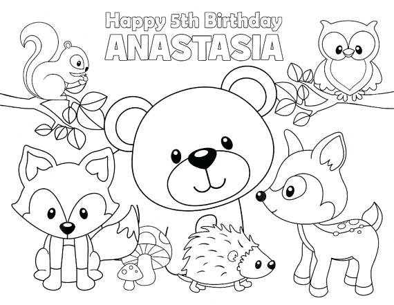 570x441 Forest Animals Coloring Pages Personalized Printable Woodland