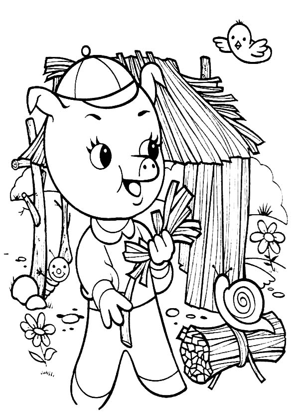 600x841 Three Little Pigs Collecting Fire Wood Coloring Pages Batch Coloring