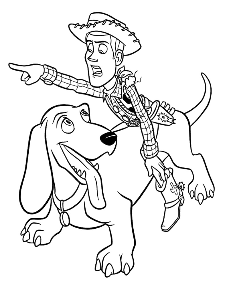 800x982 Sheriff Woody And The Dog Free Coloring Page Animals, Disney