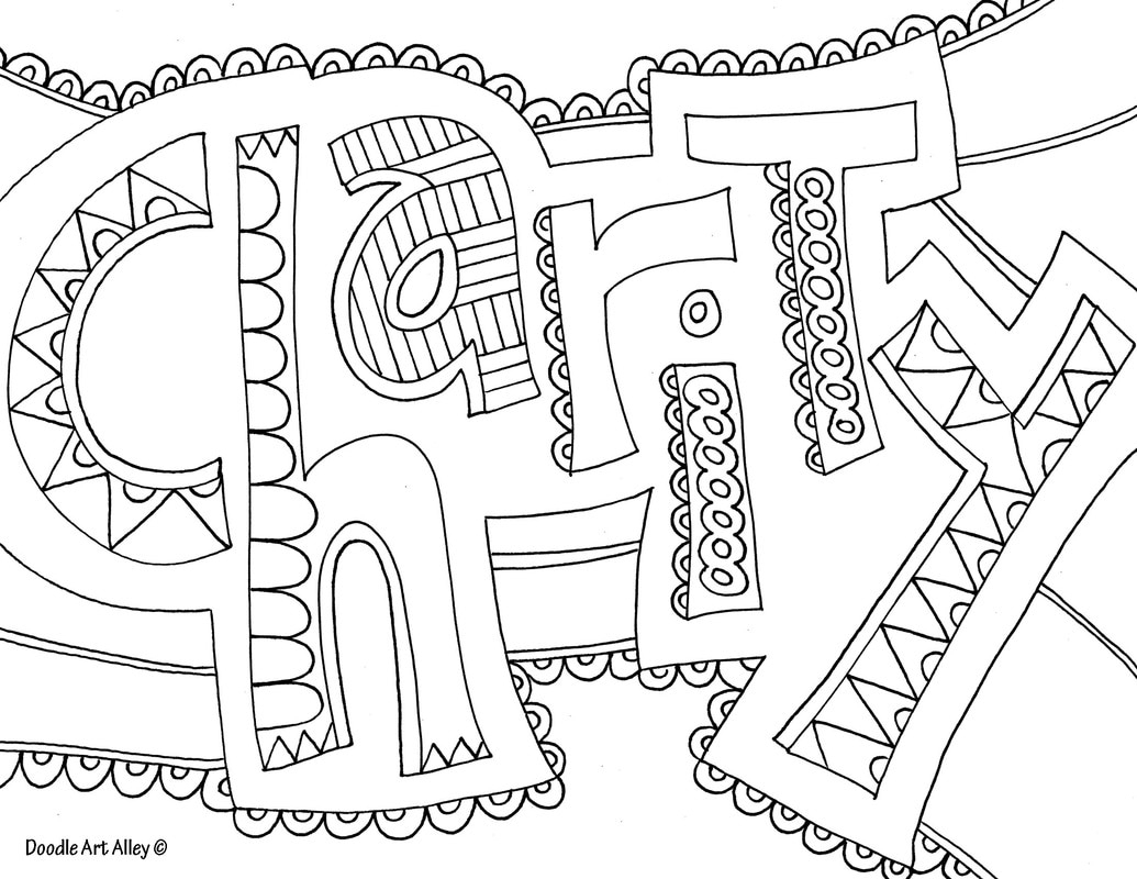 1035x800 Doodle Word Art Word Coloring Pages