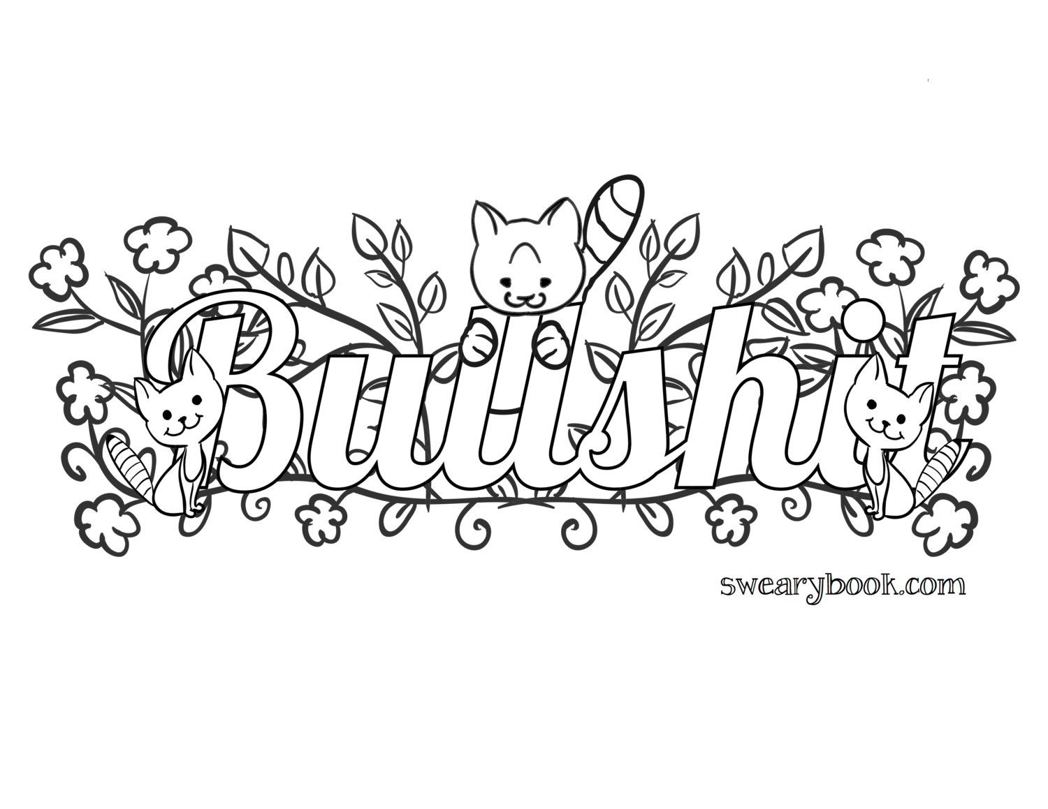 1500x1159 Bullshit Swear Words Coloring Page From The Sweary