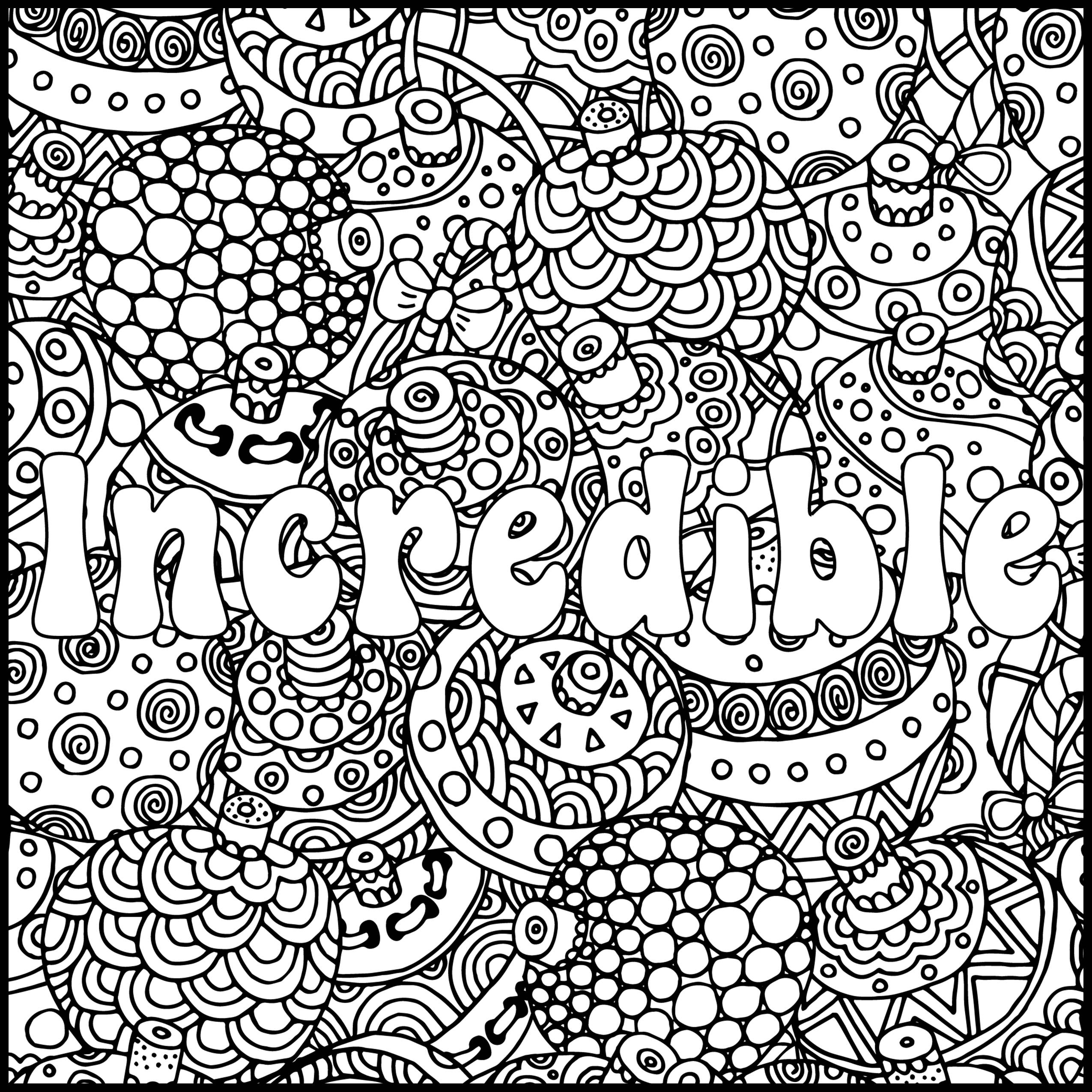 2550x2550 Inspiration Positive Word Coloring Page Incredible Positive Adult