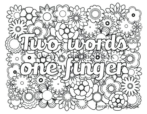 570x441 Coloring Pages Printable Two Words One Finger Swear Words Coloring