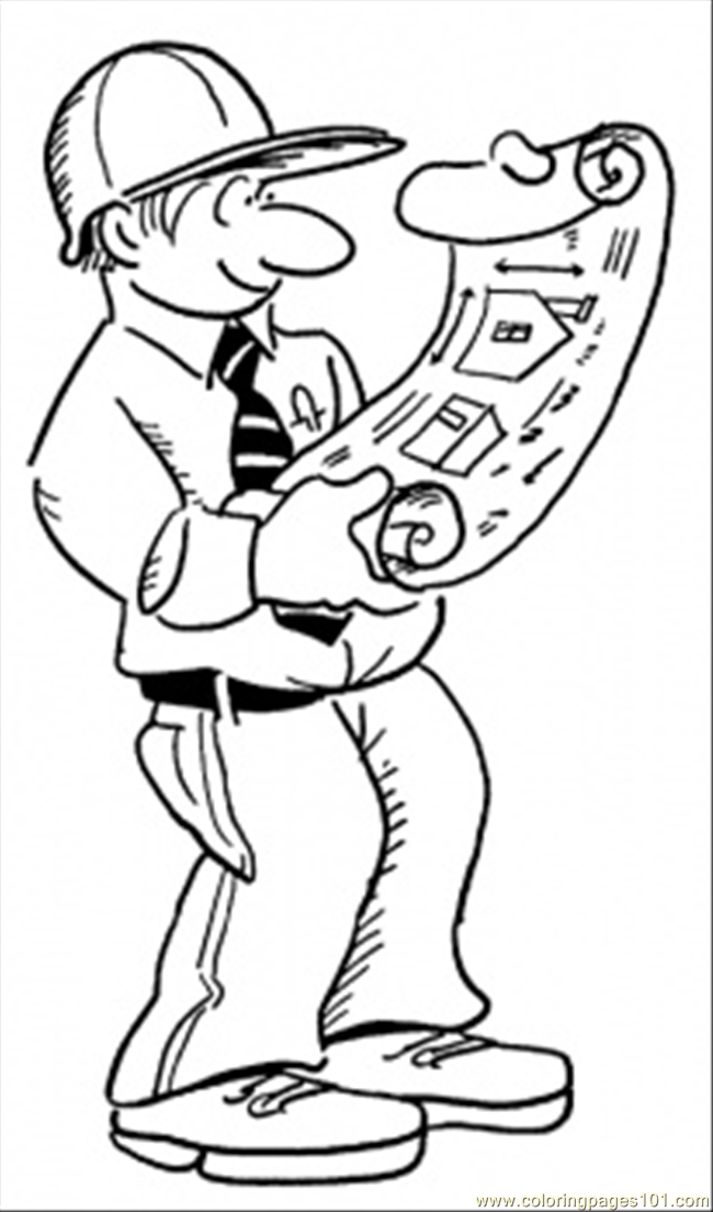 650x1104 Engineer At Work Coloring Page