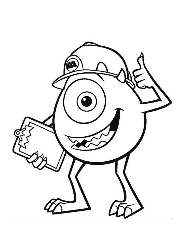 600x776 Mike And His Working Helmet In Monsters Inc Coloring Page