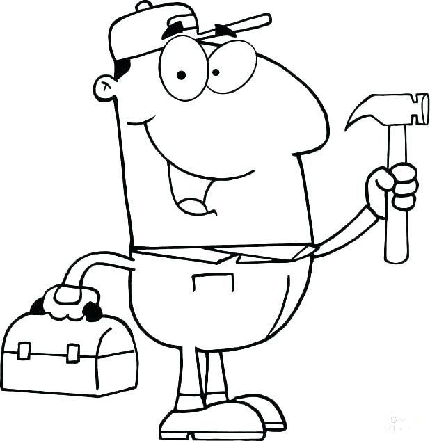 618x634 Community Workers Coloring Pages Construction Worker Coloring