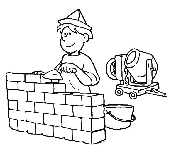 600x513 Construction Worker Coloring Page