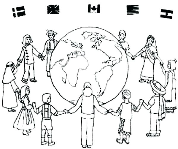 600x502 Children Of The World Coloring Pages Children All Around The D